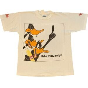Vintage 90s Daffy Duck Bebe Trina Amigo Spanish Drink Promo Shirt Youth XL